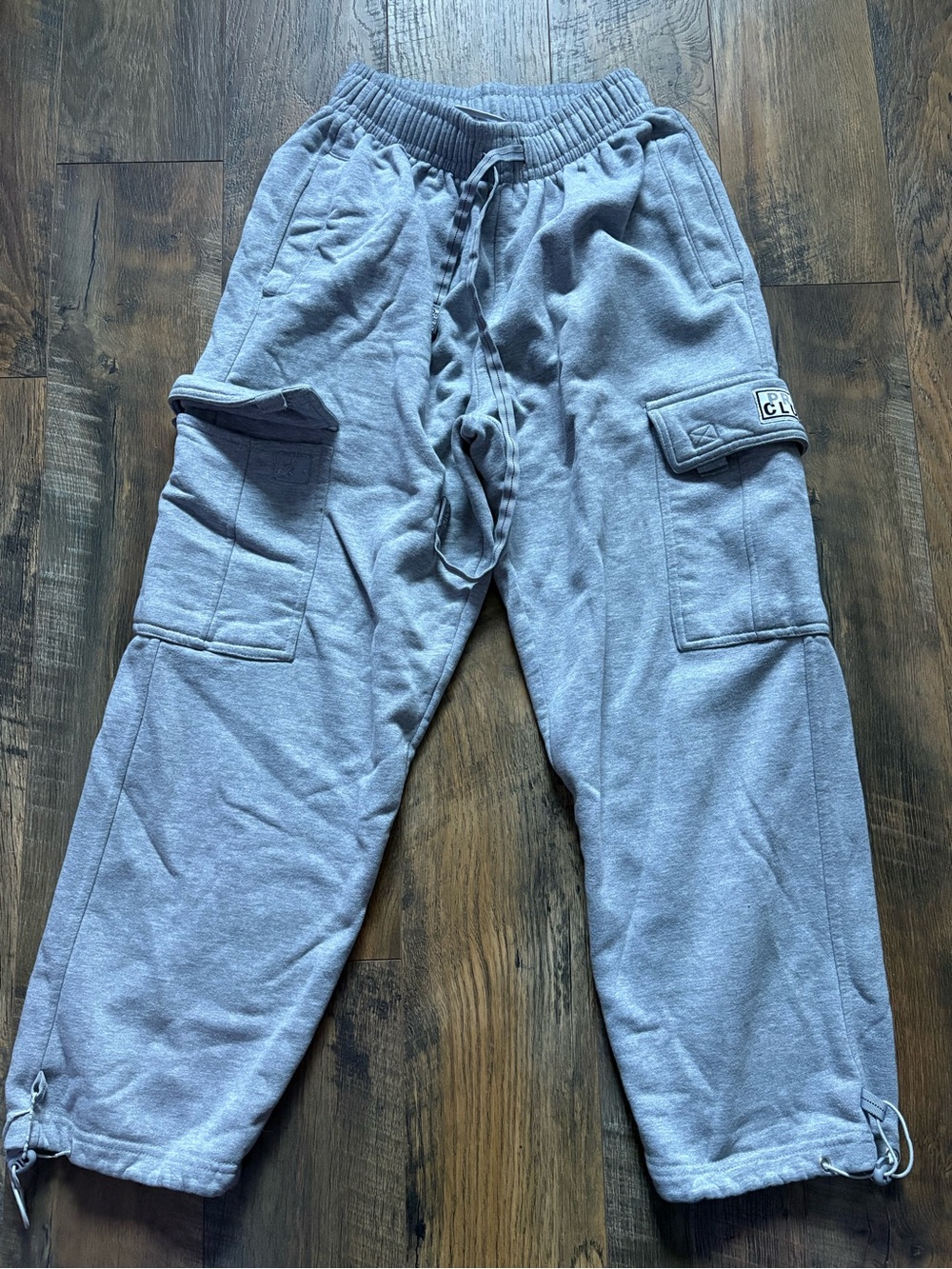 Men's Gray Cargo Joggers with Adjustable Waist and Ankle